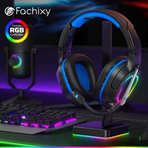 Fachixy [2023 New FC200 Gaming Headset for PS4/PS5/PC/Xbox One, Noise Canceling Headset with Stereo Microphone Sound, Computer Headset with 3.5mm Jack & RGB Light