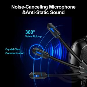 Gaming Headset with Microphone for Pc, Xbox One Series X/s, Ps4, Ps5, Switch, Stereo Wired Noise Cancelling Over-Ear Headphones with Mic, RGB, for Computer, Laptop, Mac, Nintendo, Gamer (Blue)