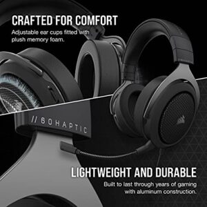 Corsair HS60 HAPTIC Stereo Gaming Headset with Haptic Bass - Taction Technology - Discord Certified - iCUE Compatible - PC - Carbon