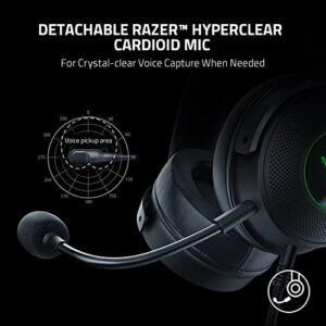 Razer Kraken V3 Wired USB Gaming Headset: Triforce Titanium 50mm Drivers - THX Spatial Audio - Chroma RGB Lighting - Hybrid Fabric & Leatherette Memory Foam Cushions - Detachable HyperClear Mic