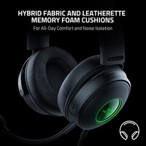 Razer Kraken V3 Wired USB Gaming Headset: Triforce Titanium 50mm Drivers - THX Spatial Audio - Chroma RGB Lighting - Hybrid Fabric & Leatherette Memory Foam Cushions - Detachable HyperClear Mic