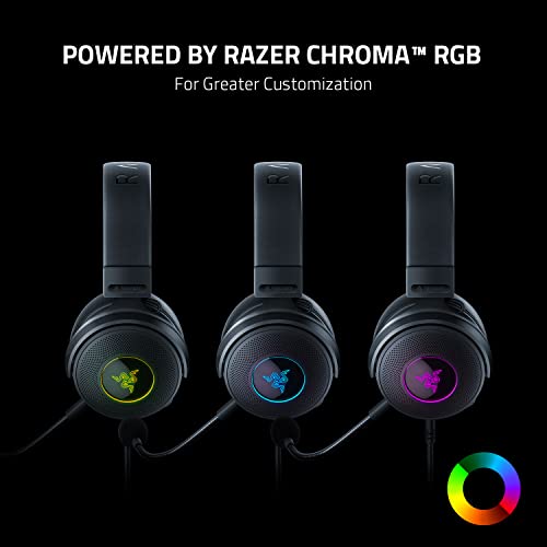 Razer Kraken V3 Wired USB Gaming Headset: Triforce Titanium 50mm Drivers - THX Spatial Audio - Chroma RGB Lighting - Hybrid Fabric & Leatherette Memory Foam Cushions - Detachable HyperClear Mic