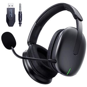 wolflaws ta82 wireless gaming headset with detachable noise canceling microphone for ps5 ps4 pc, 2.4ghz usb gamer headphones with 7.1 surround sound, memory foam ear pads, wired mode for controller