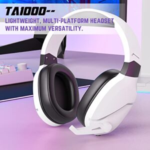 WolfLawS TA1000 Gaming Headset for Xbox Series X/S, Xbox One, PS5, PS4, PC, Switch & Mobile with Removable Mic, Bass Surround Sound, Memory Foam Ear Pads