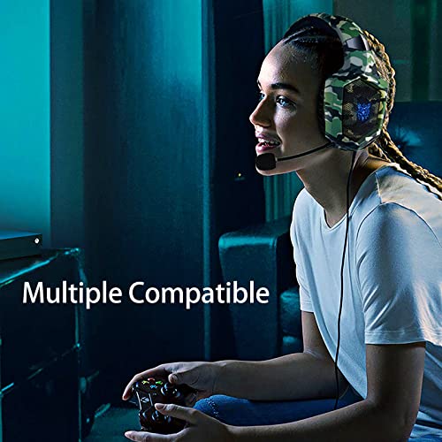 Gaming Headset with Microphone, Gaming Headphones for PS4 PS5 Xbox One PC with LED Lights, Playstation Headset with Noise Reduction 7.1 Surround Sound Over-Ear and Wired 3.5mm Jack (Red)