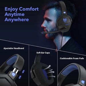 NUBWO N16 Gaming Headset - Noise Canceling Mic, Stereo Sound, and Comfortable Design for PS5, PS4, Xbox One, Switch, PC, Laptop, and Mac (Very PERI)