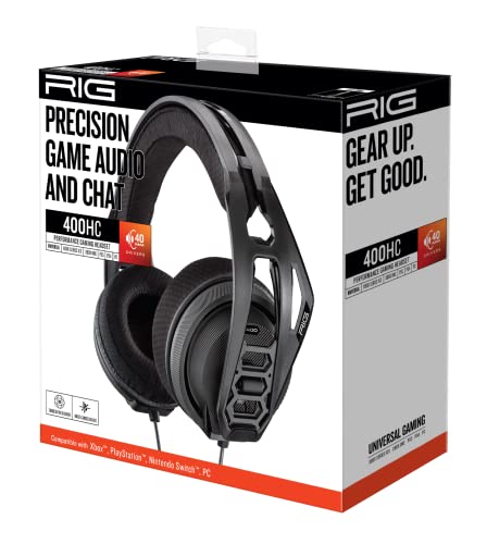 RIG 400HC Multiplatform Performance Gaming Headset with Removable Noise Canceling Microphone for Xbox Series X|S, Xbox One, Playstation, PS4, PS5, Nintendo Switch, and PC - Black