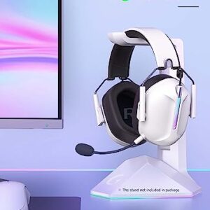 Gvyugke Captain 500 Wireless Gaming Headset, 2.4GHz USB Wireless Headset with Microphone for PS4/PS5/PC/Switch, Bluetooth 5.2 Gaming Headphones with 40H Battery, RGB Light, Ergonomic Design（White）