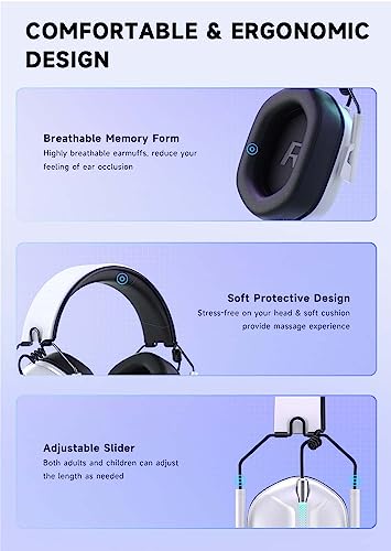 Gvyugke Captain 500 Wireless Gaming Headset, 2.4GHz USB Wireless Headset with Microphone for PS4/PS5/PC/Switch, Bluetooth 5.2 Gaming Headphones with 40H Battery, RGB Light, Ergonomic Design（White）