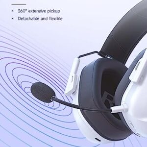 Gvyugke Captain 500 Wireless Gaming Headset, 2.4GHz USB Wireless Headset with Microphone for PS4/PS5/PC/Switch, Bluetooth 5.2 Gaming Headphones with 40H Battery, RGB Light, Ergonomic Design（White）