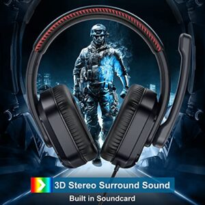 PC Gaming Headset with Mic Over Ear Headphones with Noise Cancelling Mic and Soft Earmuffs Led Light, Stereo Bass Sound, Video Game Headphones for Computer, Laptops, Notebook,Tablet(GM876-A,Blk))