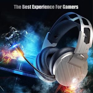 Mifanstech Gaming Headset-3D Surround Sound Headphones, Adjustable Noise Cancelling Mic, LED Light, Xbox One Headset with Aluminum Frame for Nintendo Switch, PC, Mac