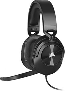 corsair hs55 surround gaming headset (leatherette memory foam ear pads, dolby audio 7.1 surround sound, lightweight, omni-directional microphone, multi-platform compatibility) carbon (renewed)