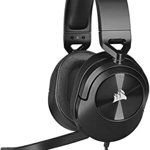 Corsair HS55 Surround Gaming Headset (Leatherette Memory Foam Ear Pads, Dolby Audio 7.1 Surround Sound, Lightweight, Omni-Directional Microphone, Multi-Platform Compatibility) Carbon (Renewed)