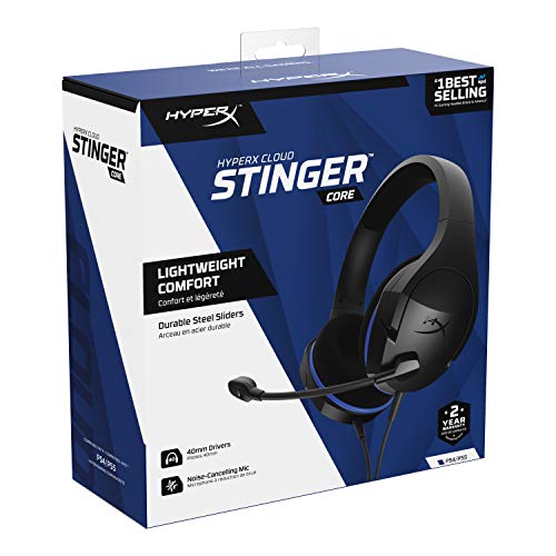 HyperX Cloud Stinger Core - Gaming Headset for PlayStation 4 and 5, Over-Ear Wired Headset with Mic, Passive Noise Cancelling, Immersive In-Game Audio, In-Line Audio Control, Black