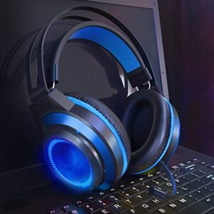 Gaming Headset with 7.1 Surround Sound and Noise Canceling Mic & Memory Foam Ear Pads Gaming Headphones for PC, PS5, Xbox One, Nintendo Switch (Blue)