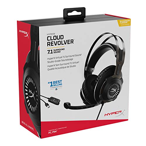 HyperX Cloud Revolver - Gaming Headset with HyperX 7.1 Surround Sound, Signature Memory Foam, Premium Leatherette, Steel Frame, Detachable Noise-Cancellation Microphone