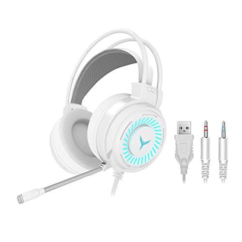 Kokiya Gaming Headset with Microphone, LED Light, PC Headset with 4D Stereo, White