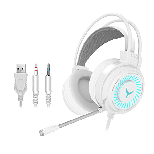 Kokiya Gaming Headset with Microphone, LED Light, PC Headset with 4D Stereo, White