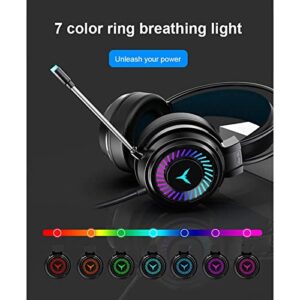 Kokiya Gaming Headset with Microphone, LED Light, PC Headset with 4D Stereo, White