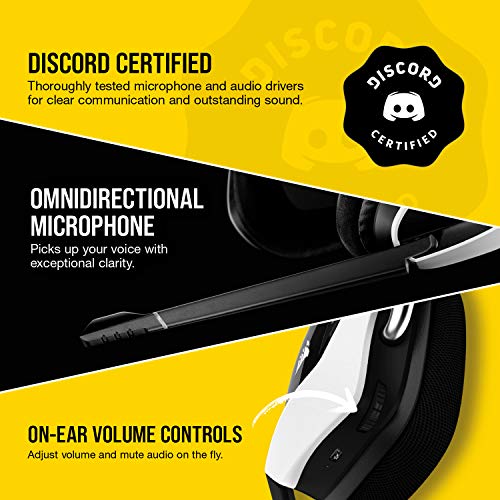 Corsair VOID RGB ELITE Wireless Gaming Headset - 7.1 Surround Sound - Discord Certified - iCUE Compatible - PC, Mac, PS5, PS4 - White