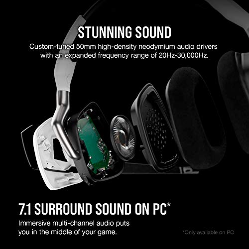 Corsair VOID RGB ELITE Wireless Gaming Headset - 7.1 Surround Sound - Discord Certified - iCUE Compatible - PC, Mac, PS5, PS4 - White