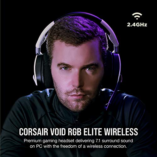 Corsair VOID RGB ELITE Wireless Gaming Headset - 7.1 Surround Sound - Discord Certified - iCUE Compatible - PC, Mac, PS5, PS4 - White