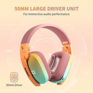 SOMIC G810 Wireless Headset 2.4G Low Latency Headset for PC PS4 PS5 Laptop, Bluetooth 5.2 Wireless Headphone with Built-in Mic, 50H Playtime, RGB Light Foldable for Gamer (Xbox Only Work in Wired)