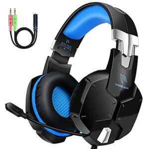 gaming headset for ps4 xbox one pc ps5 controller,noise cancelling over ear headset with microphone,flip-to-mute,bass surround lightweight headset soft memory earmuffs for laptop mac