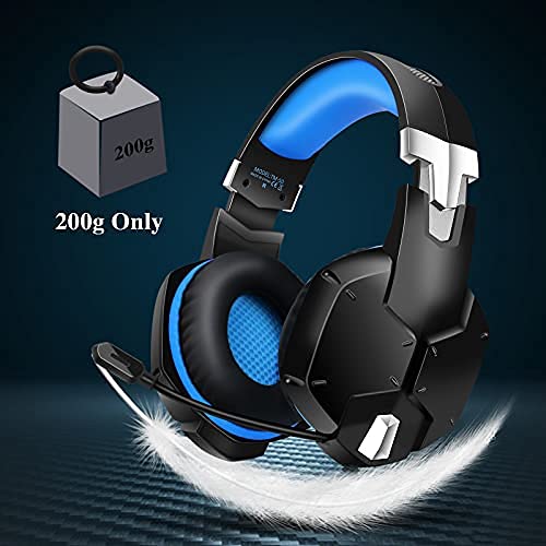 Gaming Headset for PS4 Xbox One PC PS5 Controller,Noise Cancelling Over Ear Headset with Microphone,Flip-to-Mute,Bass Surround Lightweight Headset Soft Memory Earmuffs for Laptop Mac