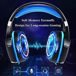 Gaming Headset for PS4 Xbox One PC PS5 Controller,Noise Cancelling Over Ear Headset with Microphone,Flip-to-Mute,Bass Surround Lightweight Headset Soft Memory Earmuffs for Laptop Mac