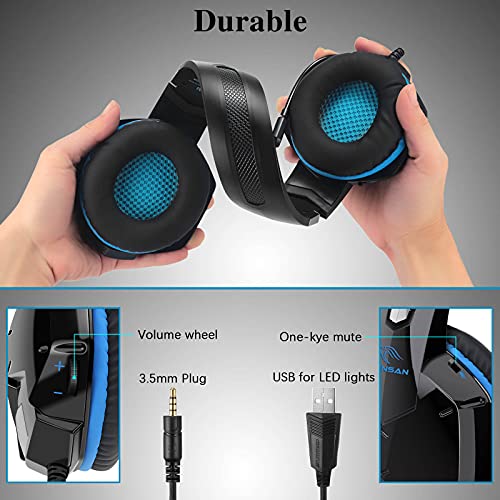 Gaming Headset for PS4 Xbox One PC PS5 Controller,Noise Cancelling Over Ear Headset with Microphone,Flip-to-Mute,Bass Surround Lightweight Headset Soft Memory Earmuffs for Laptop Mac