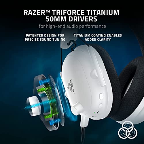 Razer BlackShark V2 Pro Wireless Gaming Headset: THX 7.1 Spatial Surround Sound, Headphone with Microphone, Detachable Mic - for PC Computers, Mac/Windows, PS4, PS5, Nintendo Switch, White (Renewed)