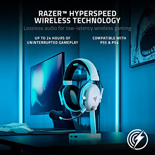 Razer BlackShark V2 Pro Wireless Gaming Headset: THX 7.1 Spatial Surround Sound, Headphone with Microphone, Detachable Mic - for PC Computers, Mac/Windows, PS4, PS5, Nintendo Switch, White (Renewed)