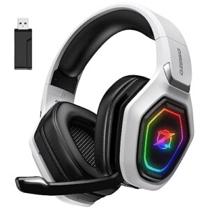 ozeino wireless gaming headset for pc, ps5, ps4 - lightspeed usb & type-c 2.4ghz ultra stable low latency gaming headphones with flip microphone, 30-hr battery gamer headset for switch, laptop, mobile