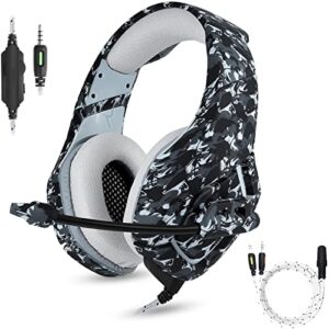 feiying gaming headset headphones with microphone, ps4 ps5 headset with noise cancelling mic surround sound over ear headset for xbox one computer pc mac playstation