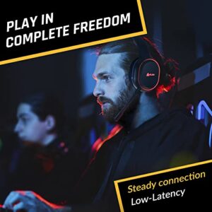 KLIM Lynx - New 2023 - Wireless Gaming Headset PS4 PS5 Switch PC - Long Lasting Battery + Ultra Low Latency + 3D Vibrations + RGB - Lightweight Wireless Gaming Headphones with Mic