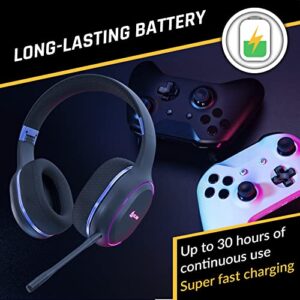 KLIM Lynx - New 2023 - Wireless Gaming Headset PS4 PS5 Switch PC - Long Lasting Battery + Ultra Low Latency + 3D Vibrations + RGB - Lightweight Wireless Gaming Headphones with Mic