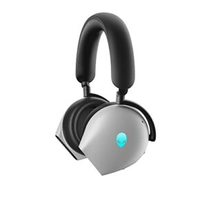 Alienware AW920H Tri-Mode Wireless Gaming Headset - Dolby Atmos Virtual Surround Sound, Active Noise Cancelling, AI-driven Noise-Cancelling microphone, USB-C Wireless Dongle - Lunar Light, Large