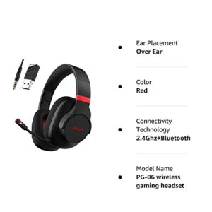 Picun 2.4Ghz/Bluetooth Wireless Gaming Headset for PC, PS5, PS4, Bluetooth Headphones with Retractable Noise-Cancelling Microphone, Soft Memory Foam Over-Ear Headsets for Cell Phone, Laptop, Computer