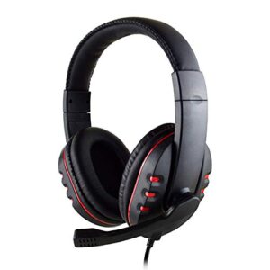 dxs8hhuo 3.5mm stereo wired gaming headset headphone with noise cancelling mic for pc laptop - black red