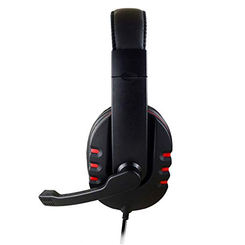 dxS8hhuo 3.5mm Stereo Wired Gaming Headset Headphone with Noise Cancelling Mic for PC Laptop - Black Red