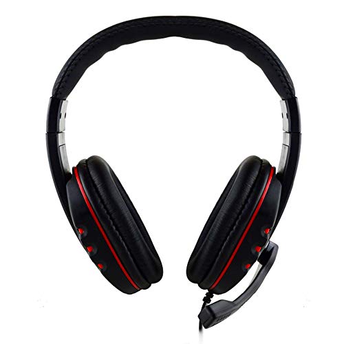 dxS8hhuo 3.5mm Stereo Wired Gaming Headset Headphone with Noise Cancelling Mic for PC Laptop - Black Red