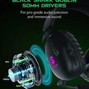 Black Shark Wireless Gaming Headset with Detachable Ultra Clear Microphone - Bluetooth 5.2 - Wired 3.5MM - 2.4 Ghz Wireless 3 Modes, Hi-Fi 7.1 Sound Over Ear for PC, PS5, PS4, Xbox One, Switch Gamer