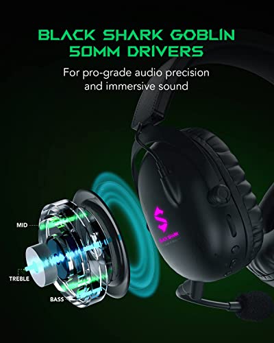 Black Shark Wireless Gaming Headset with Detachable Ultra Clear Microphone - Bluetooth 5.2 - Wired 3.5MM - 2.4 Ghz Wireless 3 Modes, Hi-Fi 7.1 Sound Over Ear for PC, PS5, PS4, Xbox One, Switch Gamer