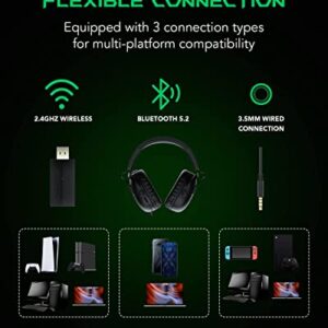 Black Shark Wireless Gaming Headset with Detachable Ultra Clear Microphone - Bluetooth 5.2 - Wired 3.5MM - 2.4 Ghz Wireless 3 Modes, Hi-Fi 7.1 Sound Over Ear for PC, PS5, PS4, Xbox One, Switch Gamer