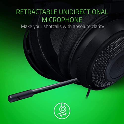 Razer Kraken - Cross-Platform Wired Gaming Headset (Custom Tuned 50mm Drivers, Unidirectional Microphone, 3.5mm Cable with in-line Controls, Cross Platform Compatible) Black
