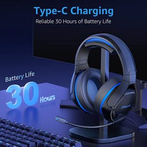 Picun PG-01 Wireless Gaming Headset for PC, PS5, PS4, MacBook, 2.4Ghz Bluetooth Gaming Headphones with Microphone for Laptop, Computer, 3D Surround Sound - Dynamic EQ Driver - Soft Memory Earmuffs