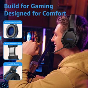 Picun PG-01 Wireless Gaming Headset for PC, PS5, PS4, MacBook, 2.4Ghz Bluetooth Gaming Headphones with Microphone for Laptop, Computer, 3D Surround Sound - Dynamic EQ Driver - Soft Memory Earmuffs