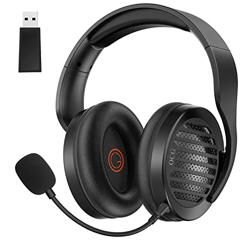 OCG Gaming Headset Dual Wireless Lossless 2.4G Bluetooth Gaming Headphones with Detachable Microphone 50mm Speakers - for PC, PS4, PS5,Smartphone,MacBook,Notebook,Tablet Black